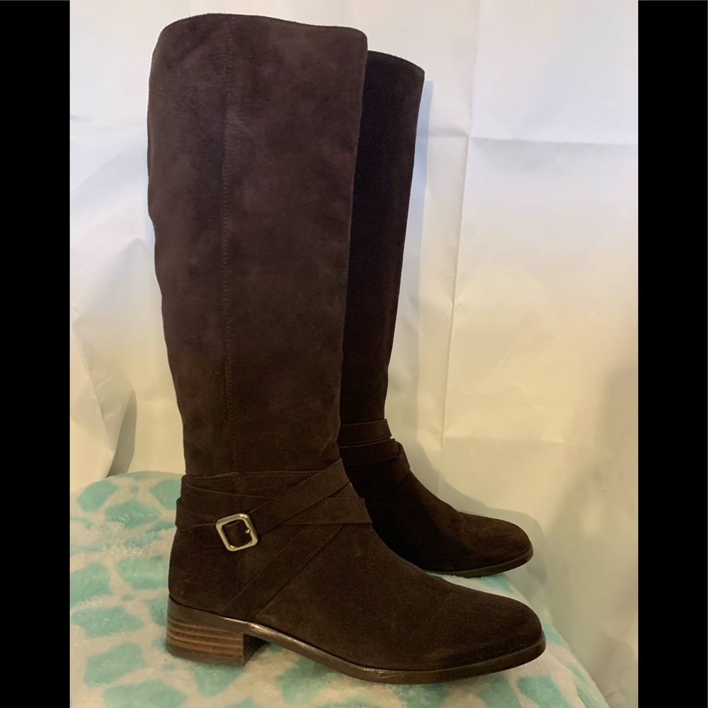 Ann Taylor Amy tall suede buckled boots 8.5